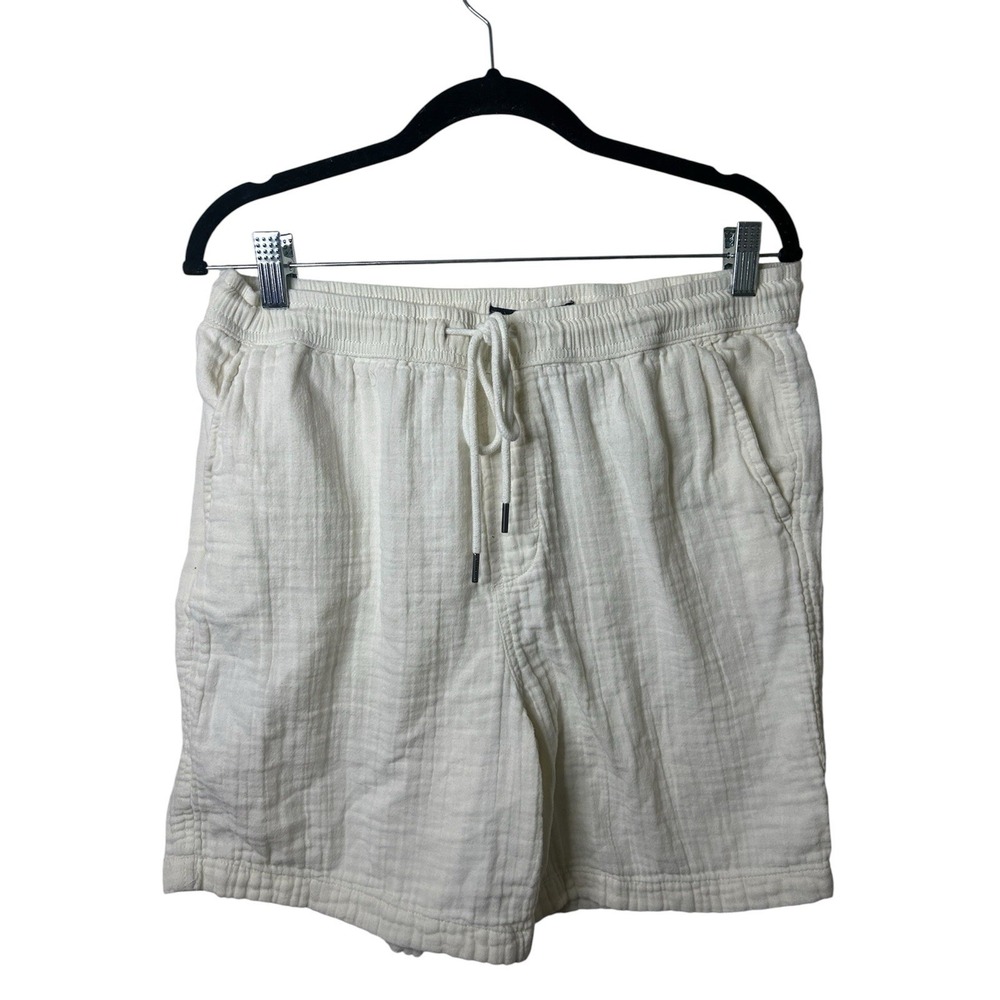 Aeropastel White 100% Cotton Drawstring Summer Men's Shorts M Resort Vacation - Picture 1 of 9